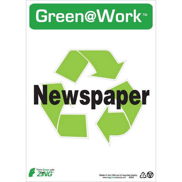 ZING Green At Work Sign, 14X10- Model 2022